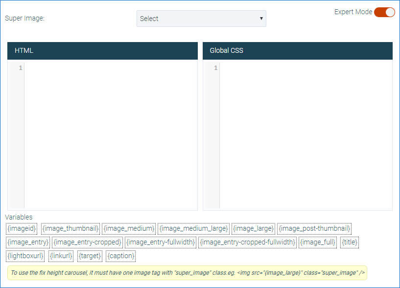 Expert Mode in Super Carousel WordPress Plugin